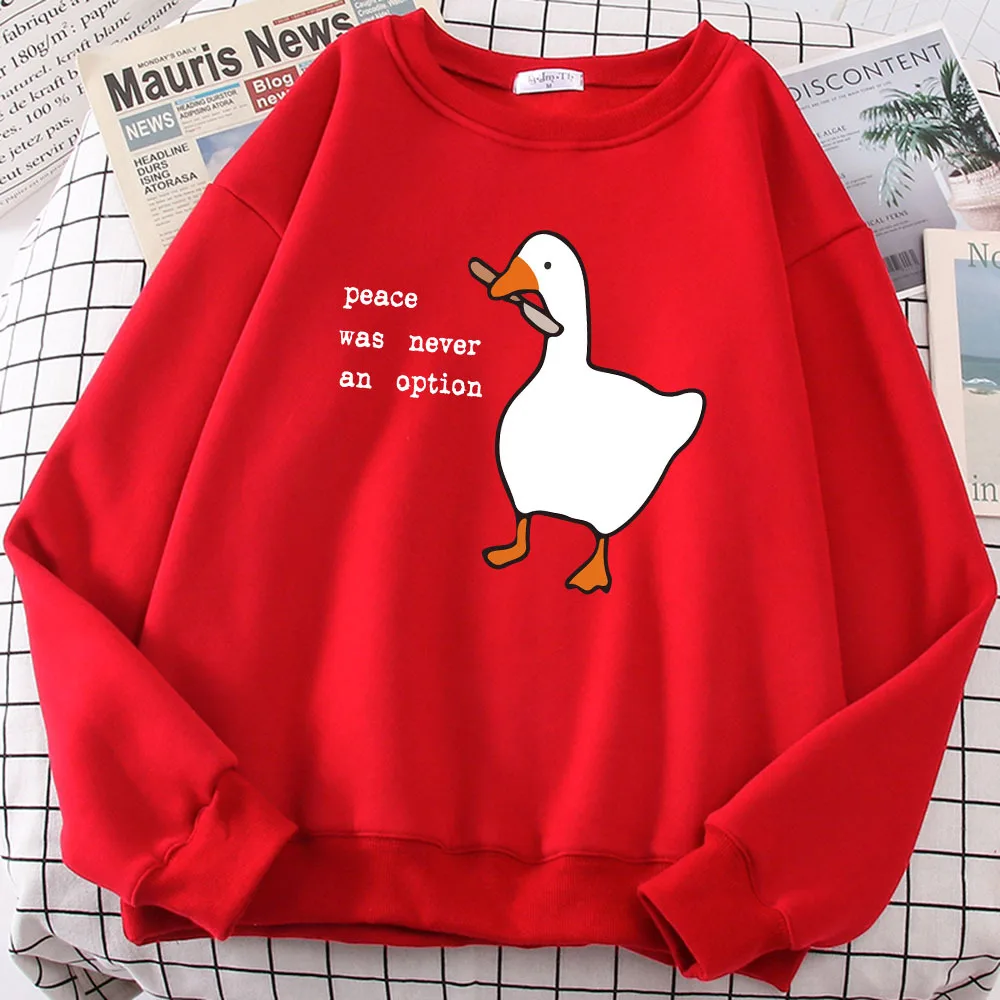 Autumn Goose Print Loose Pullover Lazy Style Long Sleeve Sweatshirt Hooded Top Casual Round Neck Woman Pullovers Clothing