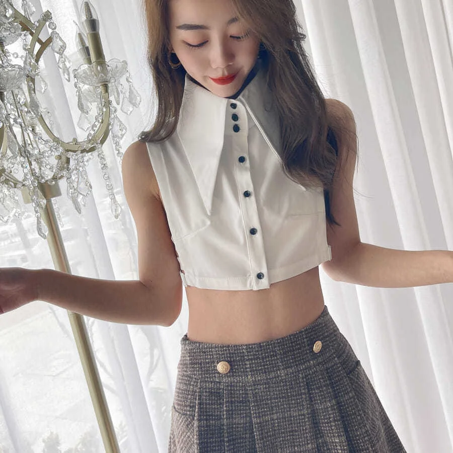 Satin Chiffon Shirt Collar False Women Versatile Matching Sweater Multi-functional