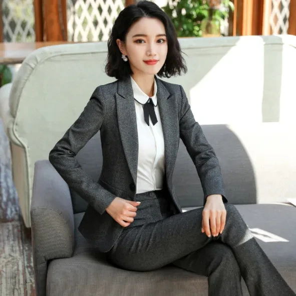 Plus Size Women Black Suits Formal Ladies Office Work Wear Pieces