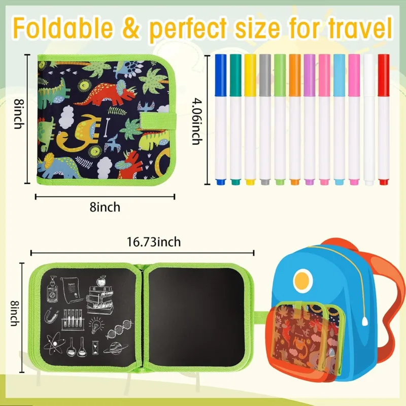 Erasable Doodle Book Reusable Magic Blackboard with Pens Painting for Kid Montessori Educational Toy DIY Travel Coloring Kit 5