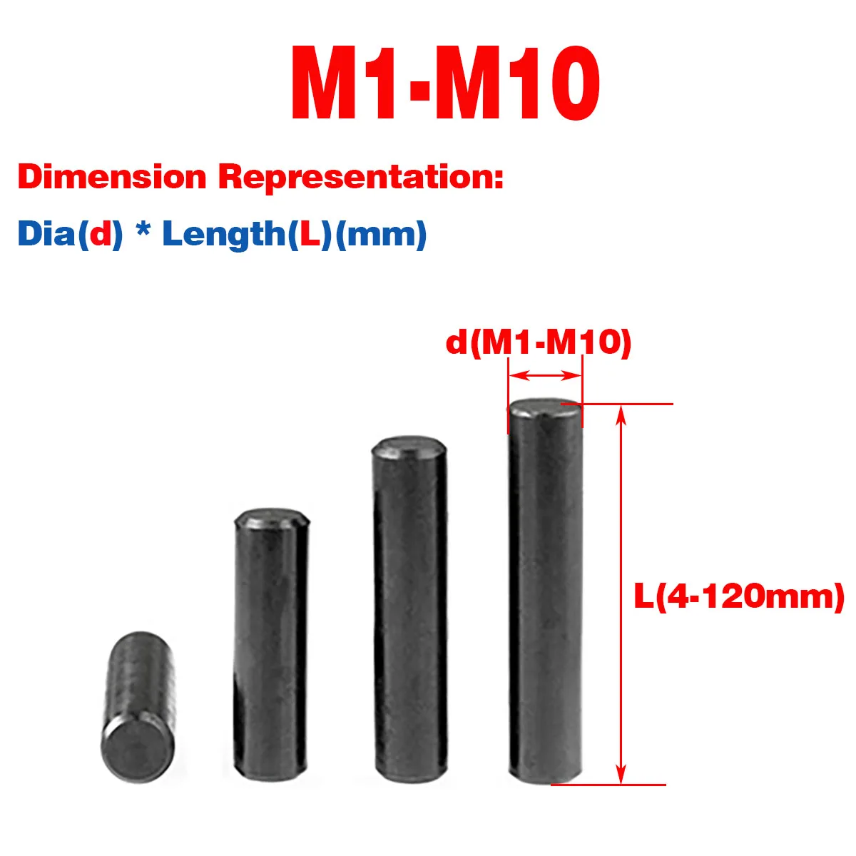 

Black 304 Stainless Steel Solid Pin / Cylindrical Pin / Locating Pin / Fixing Pin M1M1.5M2M2.5M3M4M5M6M8M10