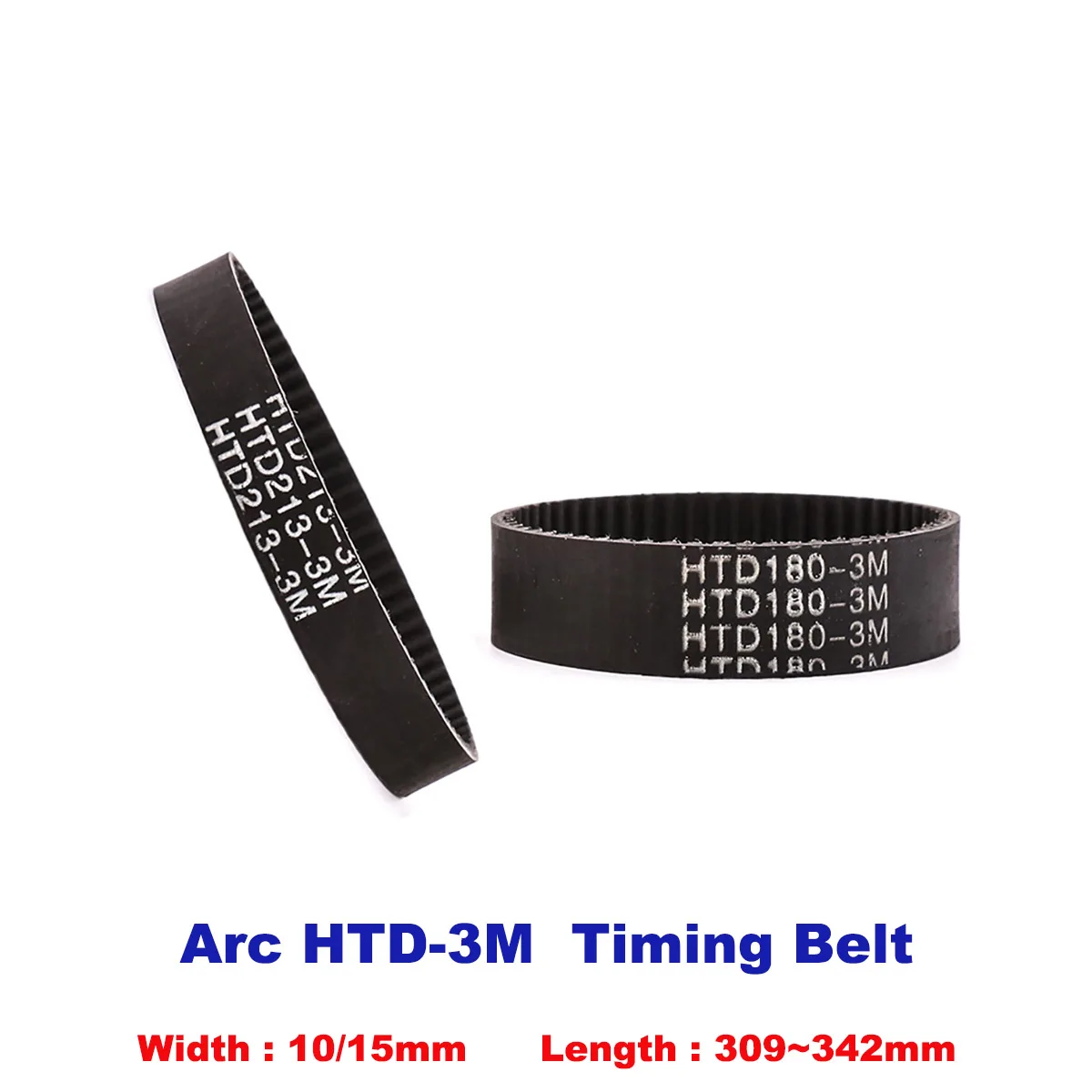 

Arc HTD3M Timing Belt Black Rubber Synchronous Pulle Length 309/312/315/318/324/327/330/333/336/339/342mm Width 10mm 15mm