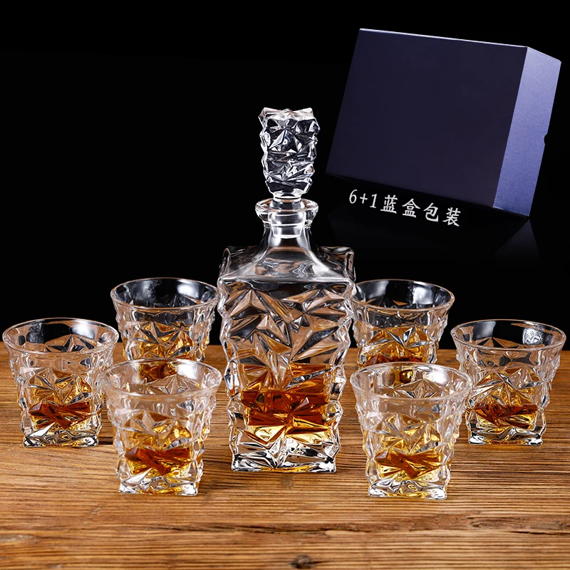 유럽 ??스타일의 크리스탈 유리 위스키 7 피스 세트 바 와인 투명한 Drinkware 선물 섬세한 선물 상자