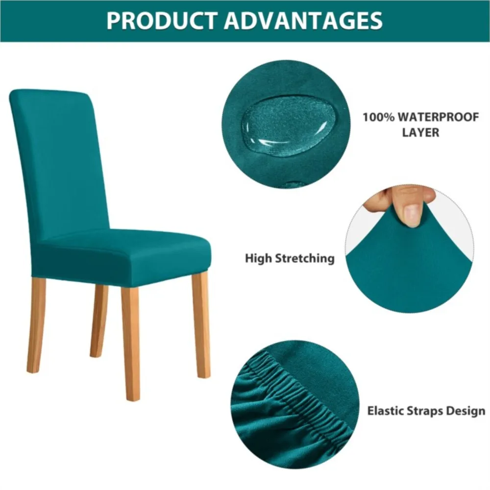 Chair Cover Waterproof Dining Stretch Removable Washable Slipcover Elastic Protector For Dining Room Home