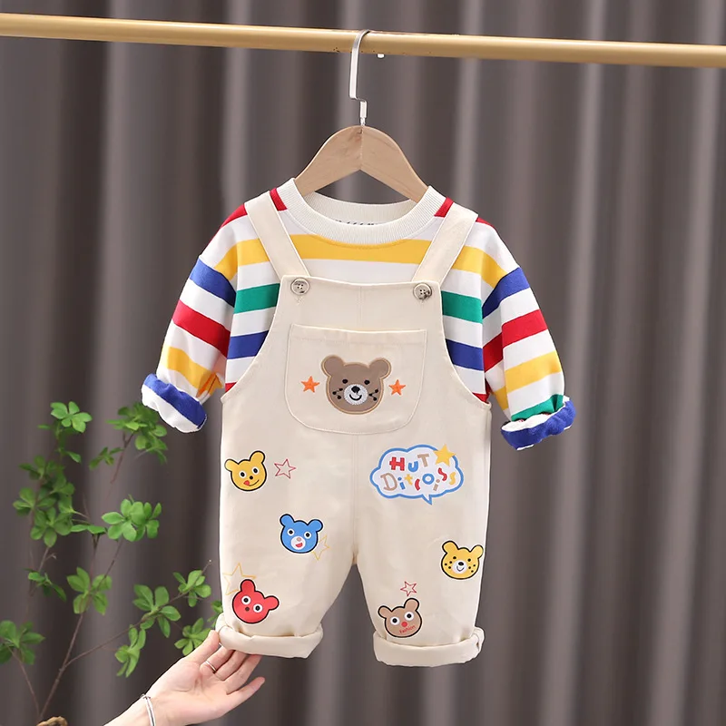 Baby Boy Set Clothes for Kids Designer Cartoon Striped Long Sleeve