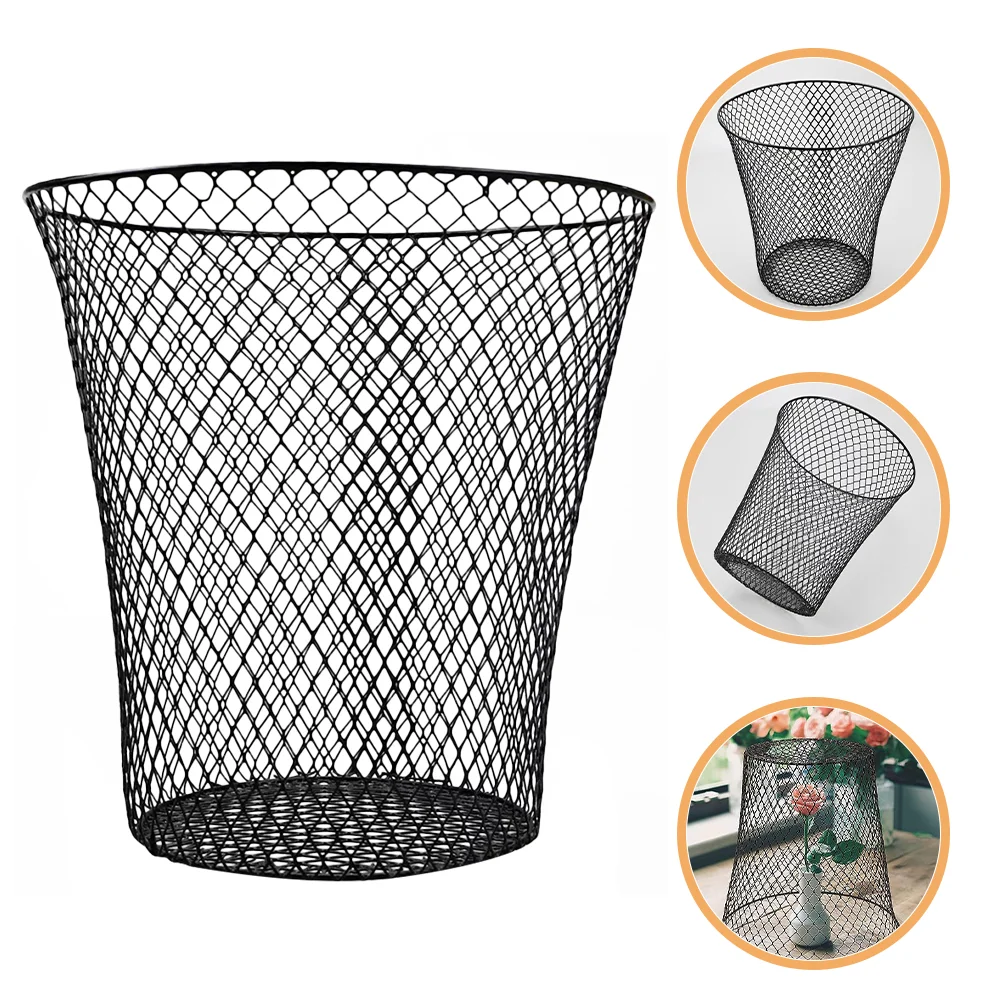 

Iron Trash Can Household Storage Basket Baskets Garbage Laundry Hamper Holder Metal Office