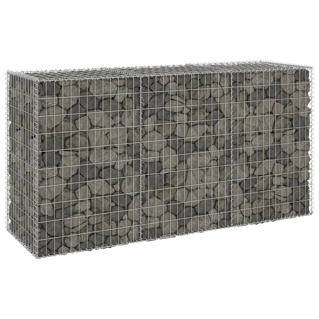 

Gabion Wall with Covers, Galvanised Steel Outdoor Privacy Screen, Garden Decoration 200x60x100 cm