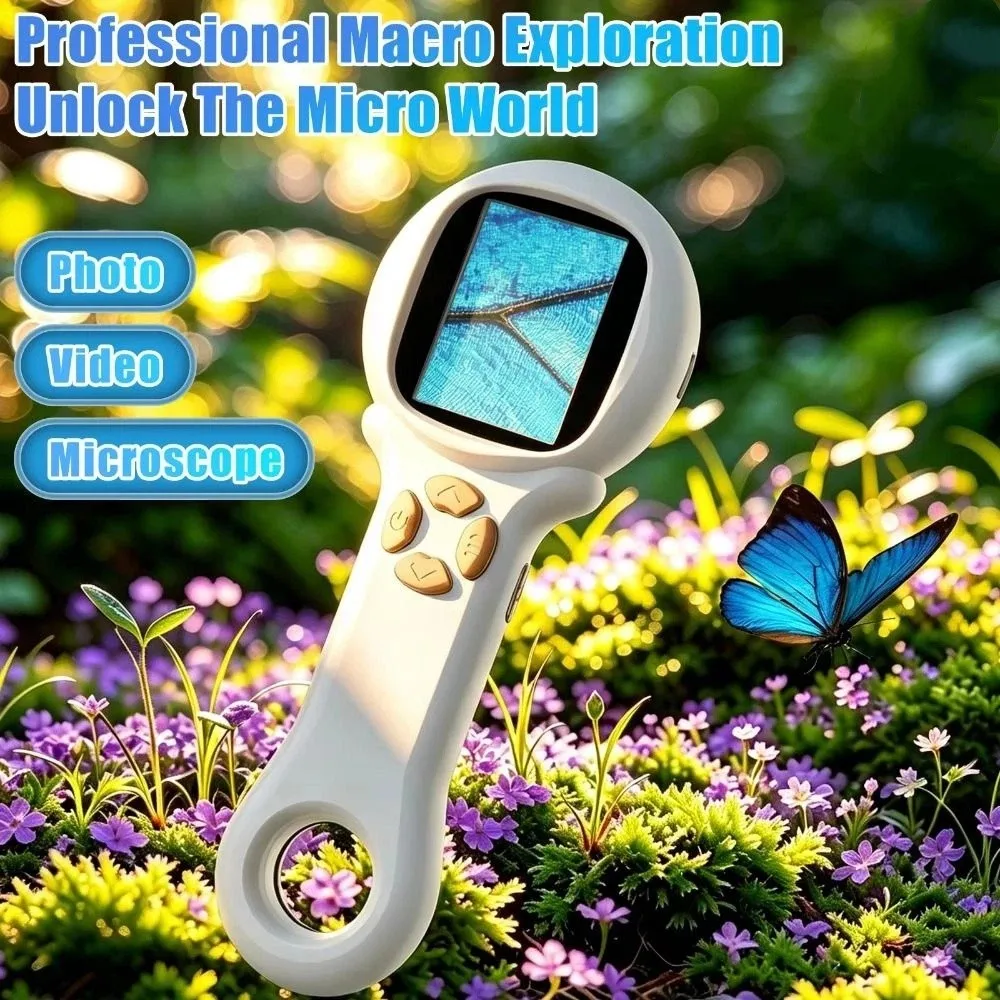 Microscopio Digitale per Bambini con Schermo IPS da 2 Pollici, Microscopio Portatile HD per Bambini, Microscopio Tascabile con Zoom 500x