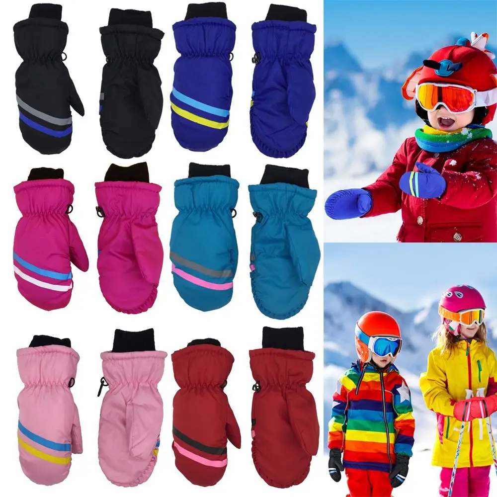 

Fashion Windproof Waterproof Children Kids Thicken Warm Outdoor Riding Long-sleeved Mitten Children Ski Gloves Snow Snowboard