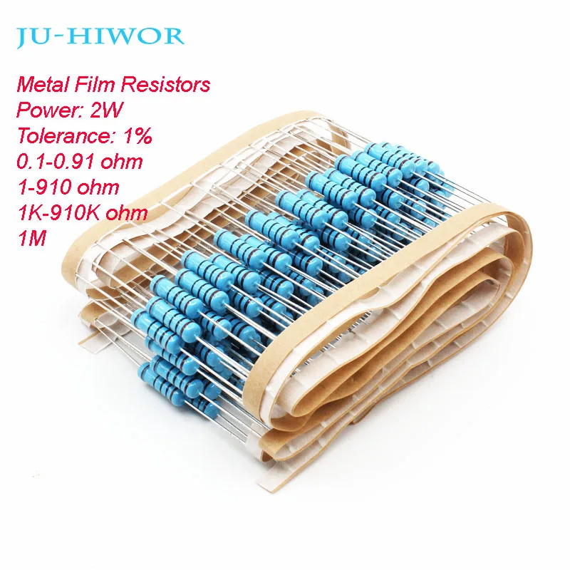 20pcs Metal Film Resistors 2W 1% Tolerance 0.1-0.91 1-910 1K-910K 1M Ohm metal film resistor metal film resistors