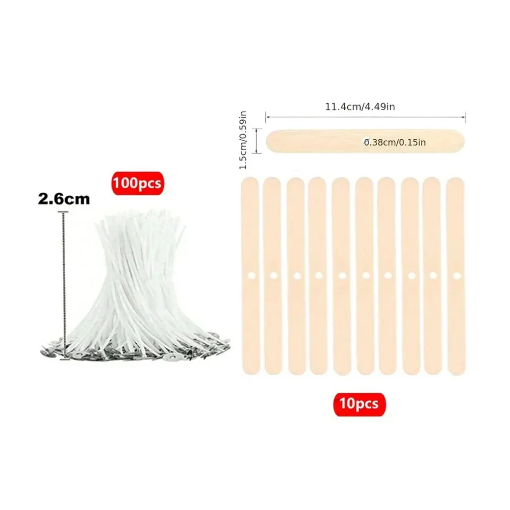 110-Piece Smokeless Candle Wick Set - Cotton Core Wax Line and Holder Kit
