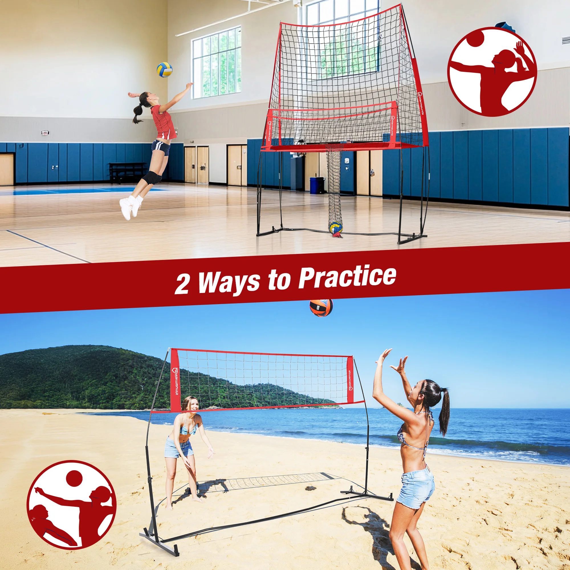 Nylon Volleyball Training Net with Ball Catcher for Practice