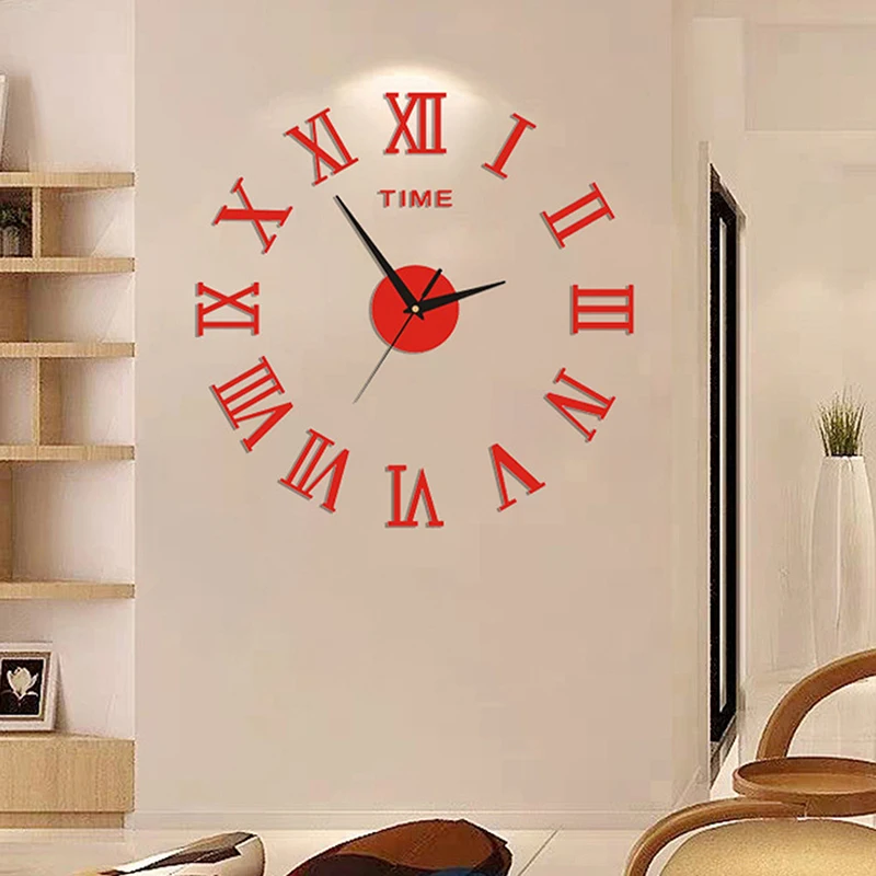 1Pc 3D Wall Clock Mirror Wall Stickers Creative DIY Clocks Modern Design Mute Quartz Needle Watch Home Decor