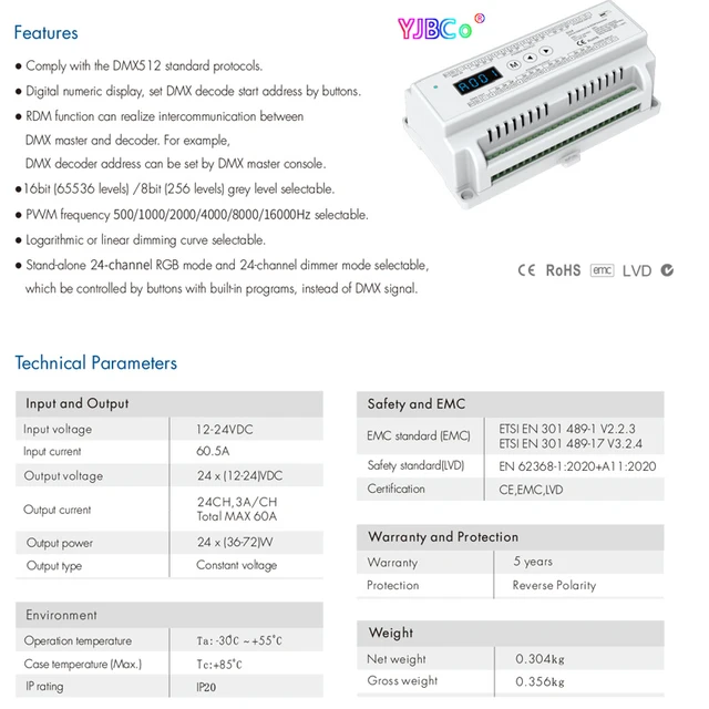 調光器12chまたは24チャンネル,RGB LEDストリップライト,dmx 512,24 