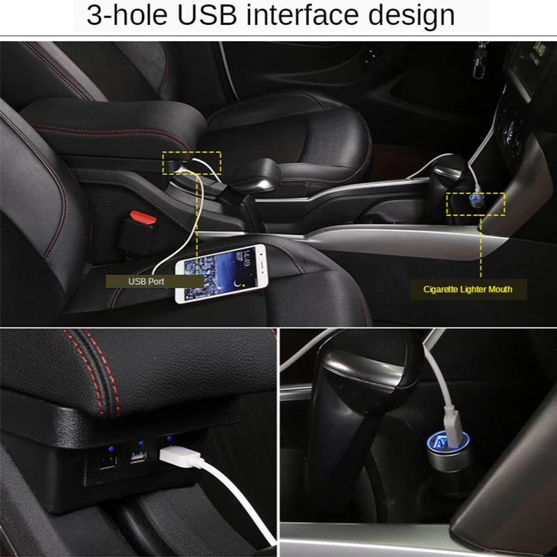 For Peugeot 2008 Armrest box Retrofit parts Car special Armrest Center  Storage box car accessories Interior special With USB