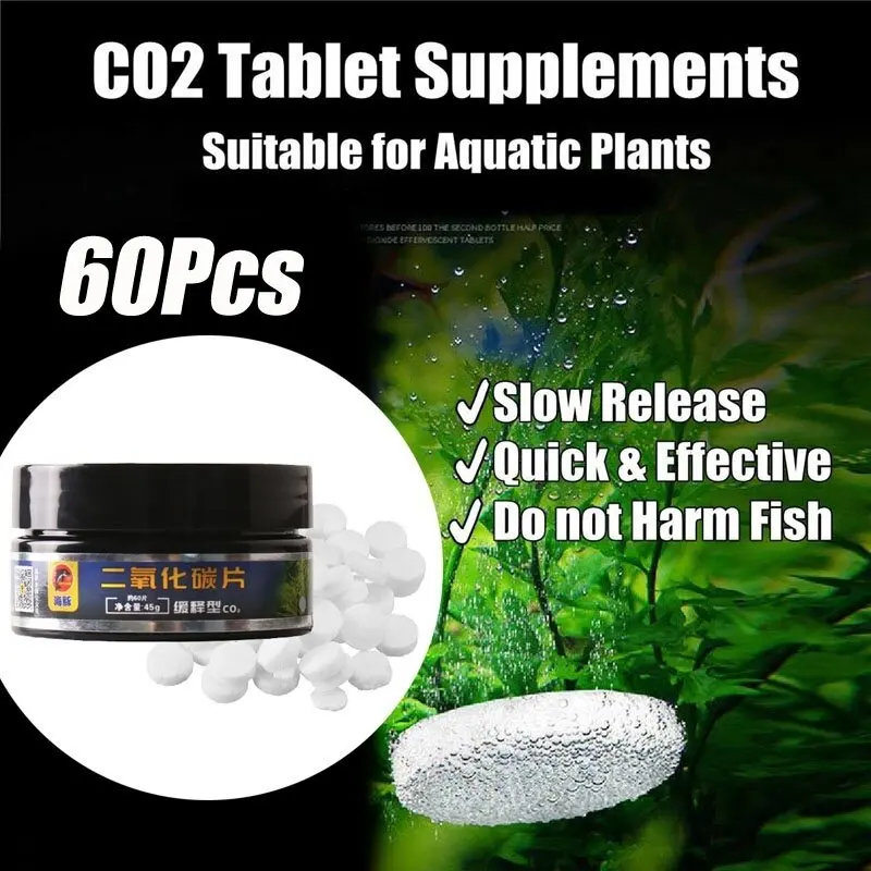 Fish Food 60Pcs/bottle Fish Food Effervescent Aquarium Fertilizer