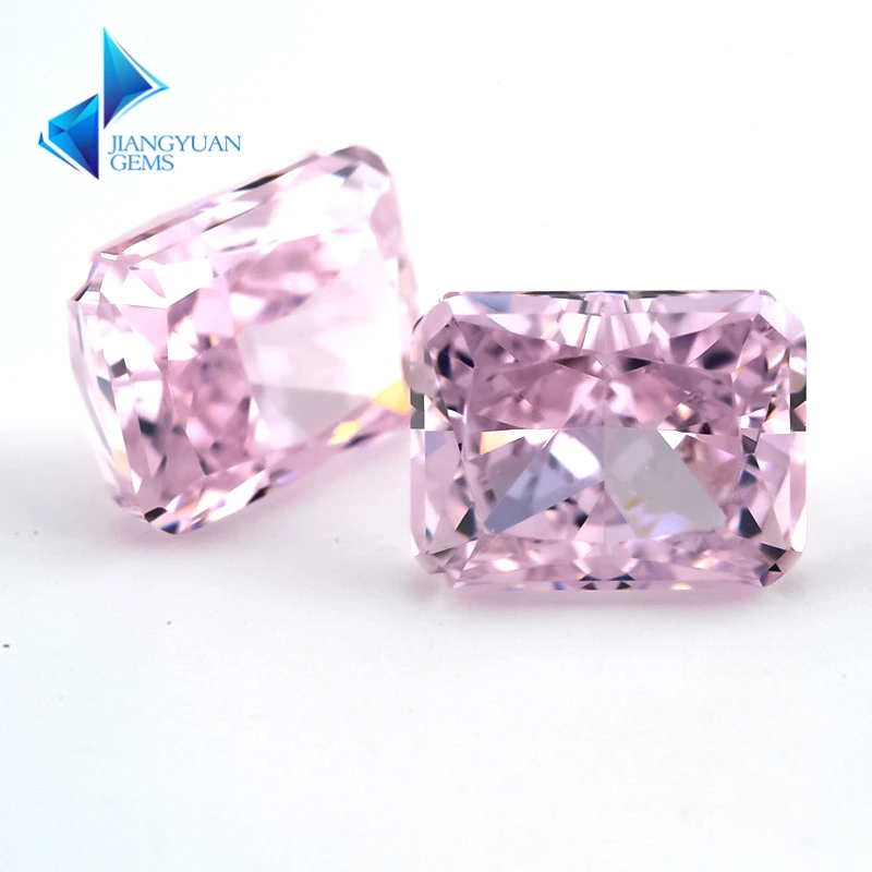 

JIANGYUANGEMS 03#Light Pink Octangle Radiant Crushed Ice Cut Cubic Zirconia Stone 5A Zircon Loose CZ Synthetic Gems For Jewelry