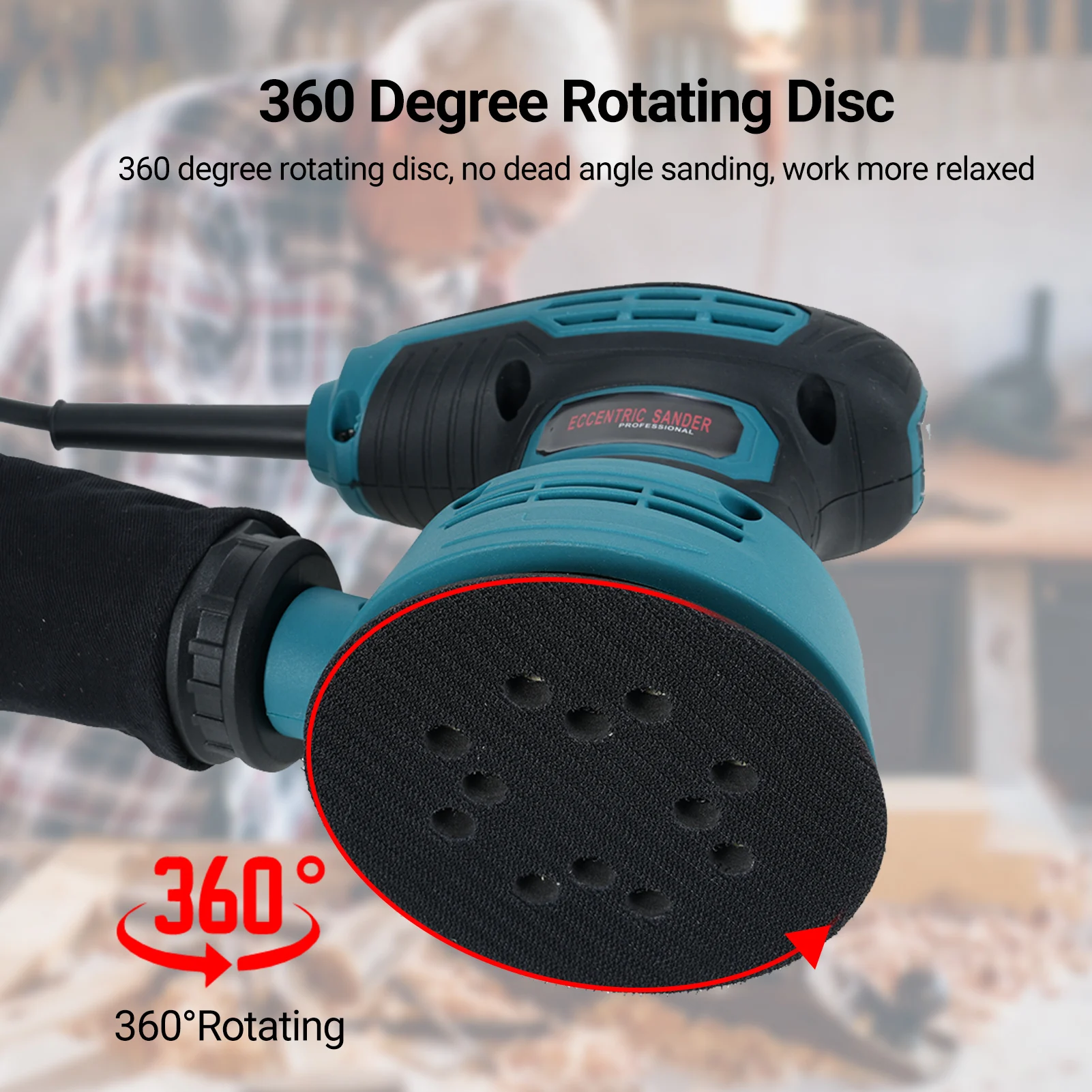 5-Inch Random Orbital Sander 12000RPM 6 Variable Speed Sander Machine Dust Collection System for Woodworking Dust Collection 3
