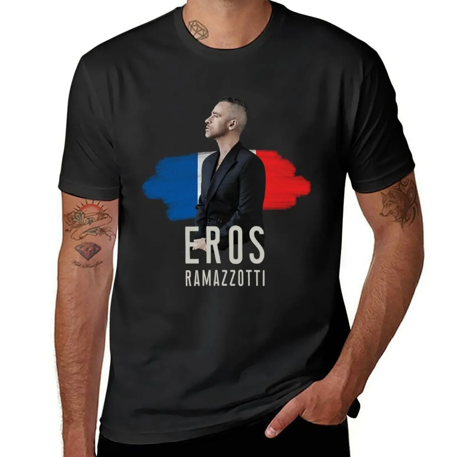 Camicia Eros Ramazzotti Francia T-Shirt Blacks Cute Tops Plus Size Top Abbigliamento Uomo