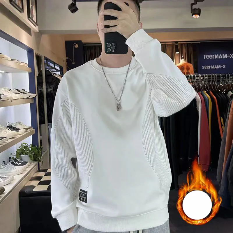 

Autumn Winter Pure Cotton Fashion Patchwork Harajuku Sweatshirt Men Casual Chic Outerwear All Match Long Sleeve Trend Lady Tops