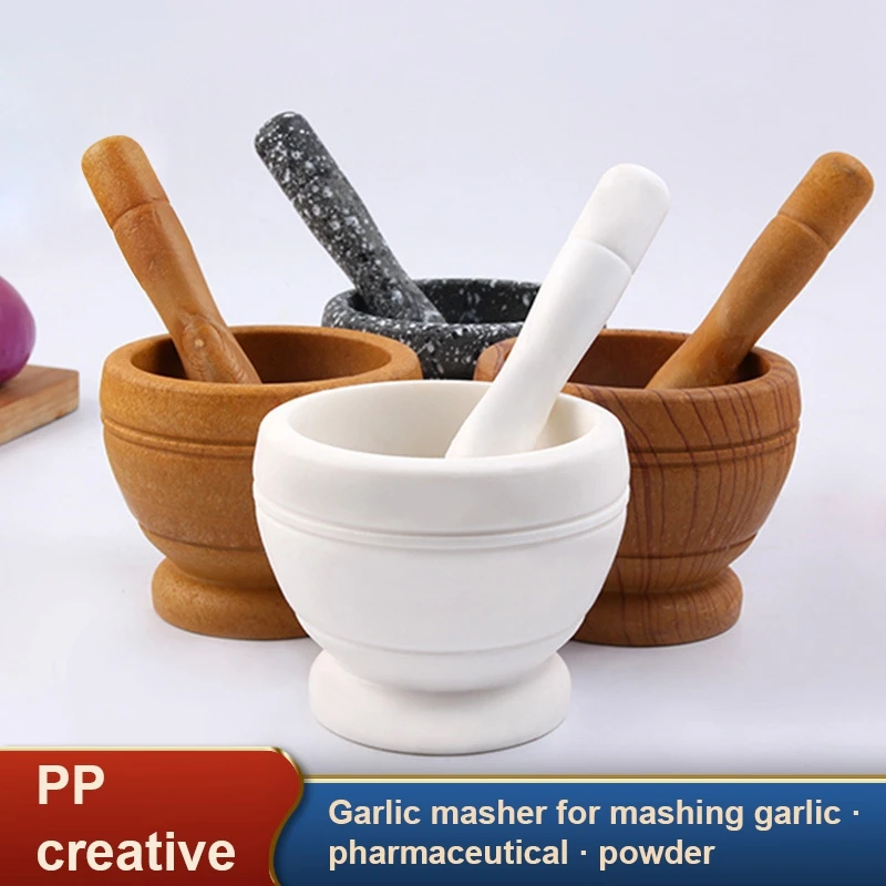 Mortar and Pestle Set Grinder Press Crusher Masher for Pepper Garlic Herb Spice Kitchen Gadget Sets images - 6