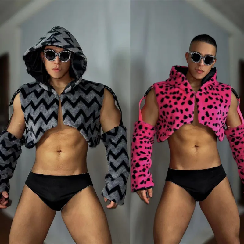 

Ночной клуб бар Gogo танцевальный мужской певец сексуальная одежда для сцены женский меховой топ шорты хип-хоп Джаз танцевальный костюм для выступления