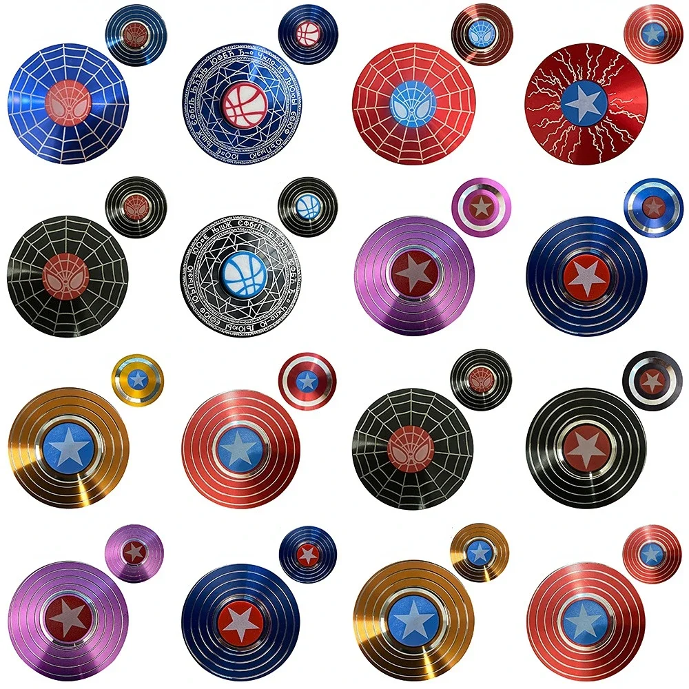 Round Shield Aluminium Fidget Spinner Superhero Fast Bearing Finger Hand Spinner Adult Stress Relief Toy Anti Stress Fidget Toys 2