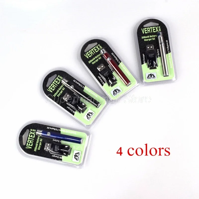 

100 шт/лот Vertex CBD VV Preheat Battery 350mAh preheat Charger Kit электронные сигареты Vape Pen 510 нить для воскового масла картридж Vapor