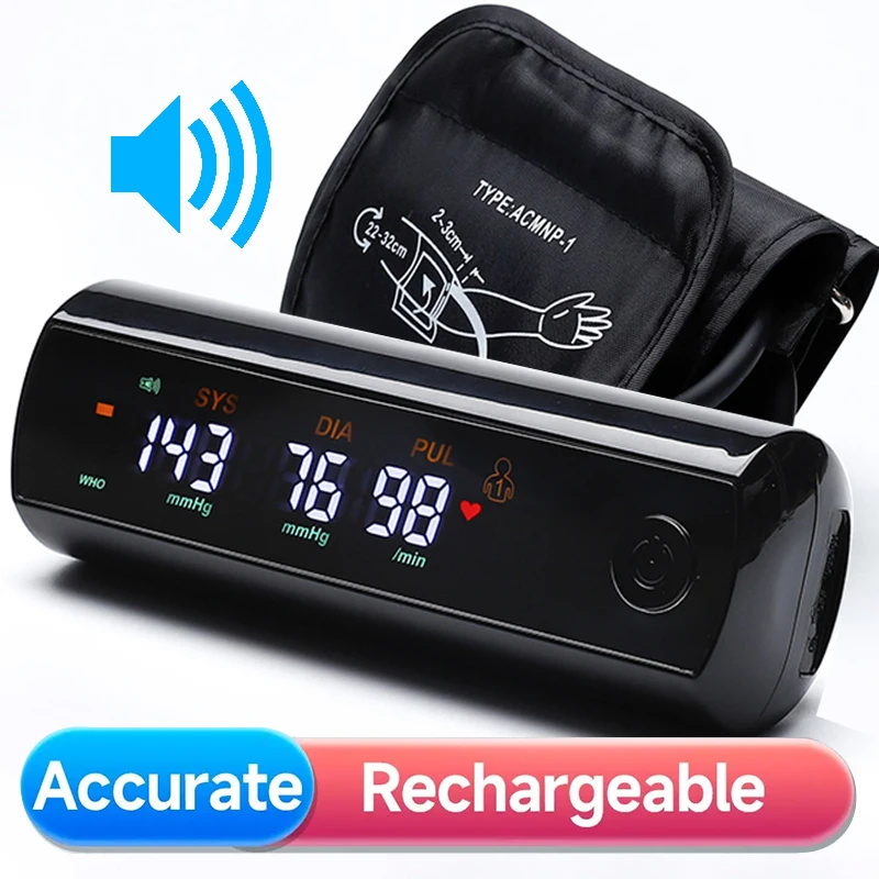 Blood Pressure Monitor Rechargeable LI-ION Battery Digitization Russian Voice LCD Large Screen Sphygmomanometer Arm Tonometer blood pressure monitor