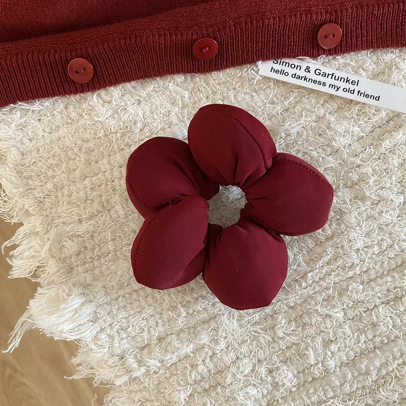 Red Cotton Cute Floral Hair Band with Bow and Plaid Design