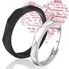 2PCS Black White Lozenge Couple Rings Set Open Adjustable Ring Eachother Lovers Minimalist Ring Gift Wedding Rings Bride Jewlery 2
