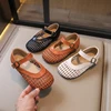 Girls' Shoes 2024 Summer New Children's Sandals Non slip Soft Sole Knitted Comfortable and Breathable Princess Shoes 1