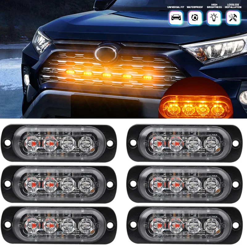 Yifengshun 4 x 20 ledlicht, radiatorgrille, auto, 18 modi, stroboscoop, noodgeval, knipperlicht, lamp, blauw, met afstandsbediening, draadloos, voor