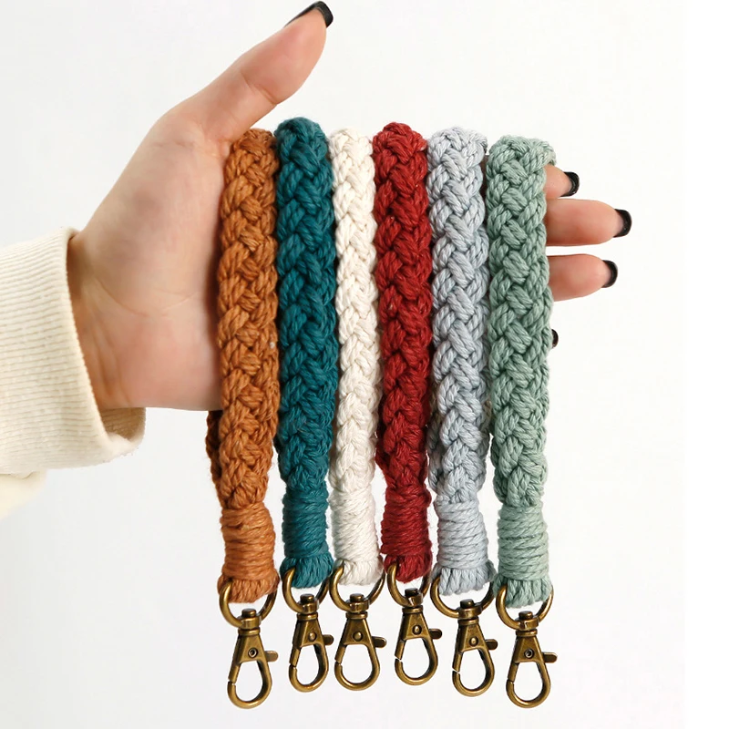 Lobster Clasp Clips Key Hooks Keychain Bohemia Weaving Rope Wristband  Bracelet Charm Car Cloth Bag Accessories For Women Men