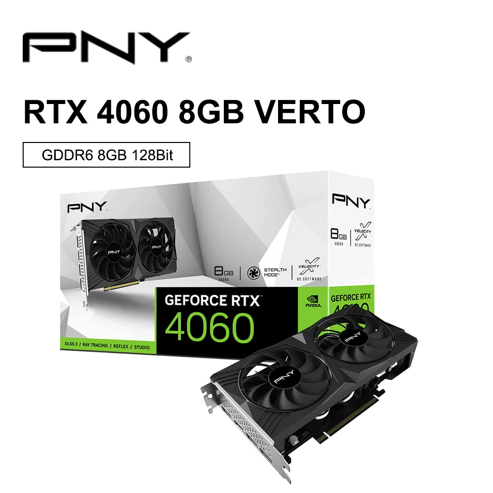 PNY-Carte graphique GeForce RTX 4060 Gaming VERTO, 8 Go, GDDR6, Nvidia  RTX4060, cartes vidéo GPU, 8Pin ogeneBit 4060, nouveau
