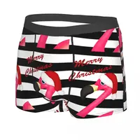 Pink Flamingo Christmas Men Boxer Briefs Highly Breathable Underwear High Quality Print Shorts Birthday Gifts 2