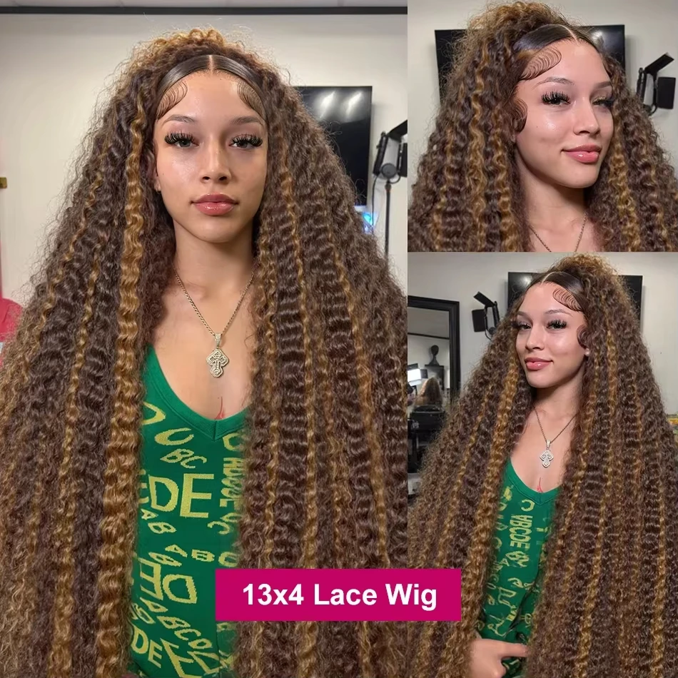 40 Inch Highlight Wig Human Hair 13X6 Hd Lace Frontal Wigs 200 Density Deep Wave Lace Front Wigs Curly Human Hair Wig For Women 6