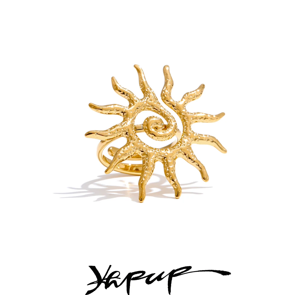 Yhpup Adjustable Ring Women 18K Gold Stainless Steel