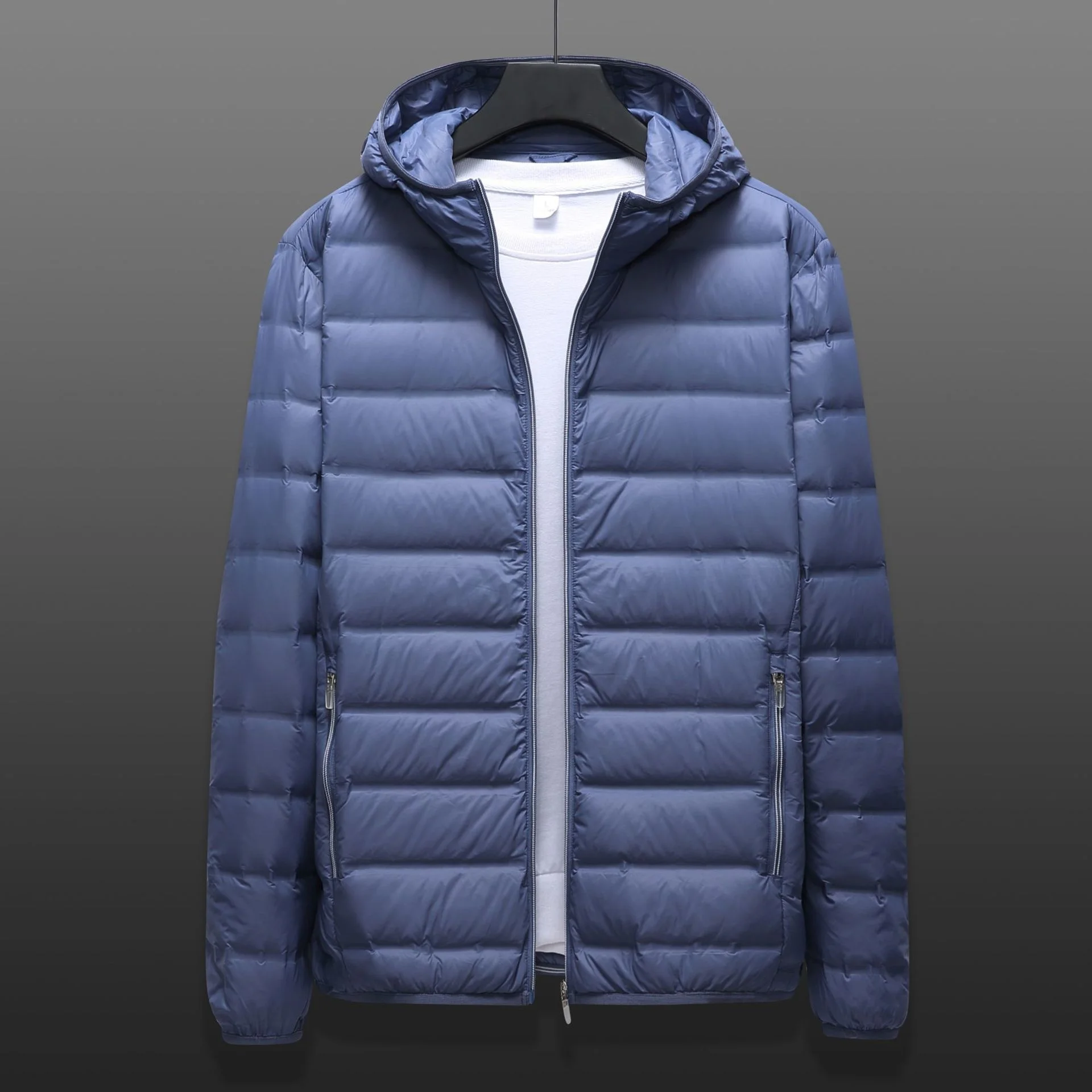 

Spring Autumn Winter Ultra Light Down Jacket Men Hooded Collar 90% White Duck Down Coat Light Weight Puffer Jacket Plus Size 8XL