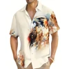 Men's 3D Eagle Pattern Print Short Sleeve Lapel Shirt Top Casual Button Up Shirt For Summer Daily Wear Men Shirt Oversized Tops 1