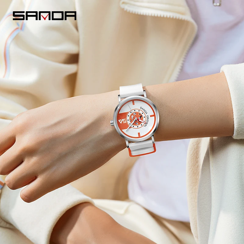 SANDA Brand Fashion Personality Simple Quartz Wristwatches Silicone Strap 50M Waterproof Outdoor Sports Watch Relogio Masculino