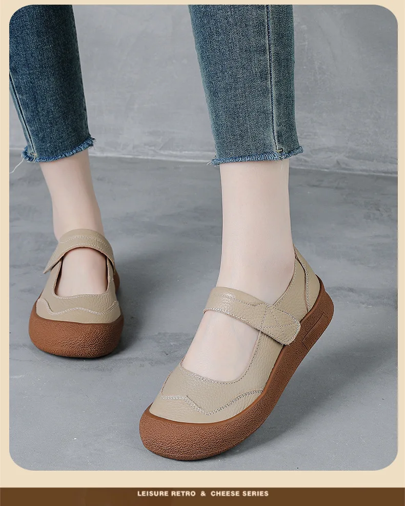 Neue flache Schuhe aus Rindsleder für Damen, bequeme Mary Janes Flats, luxuriöse Marken-Loafer für Damen, hochwertige Drive-Mokassins – Detail 15