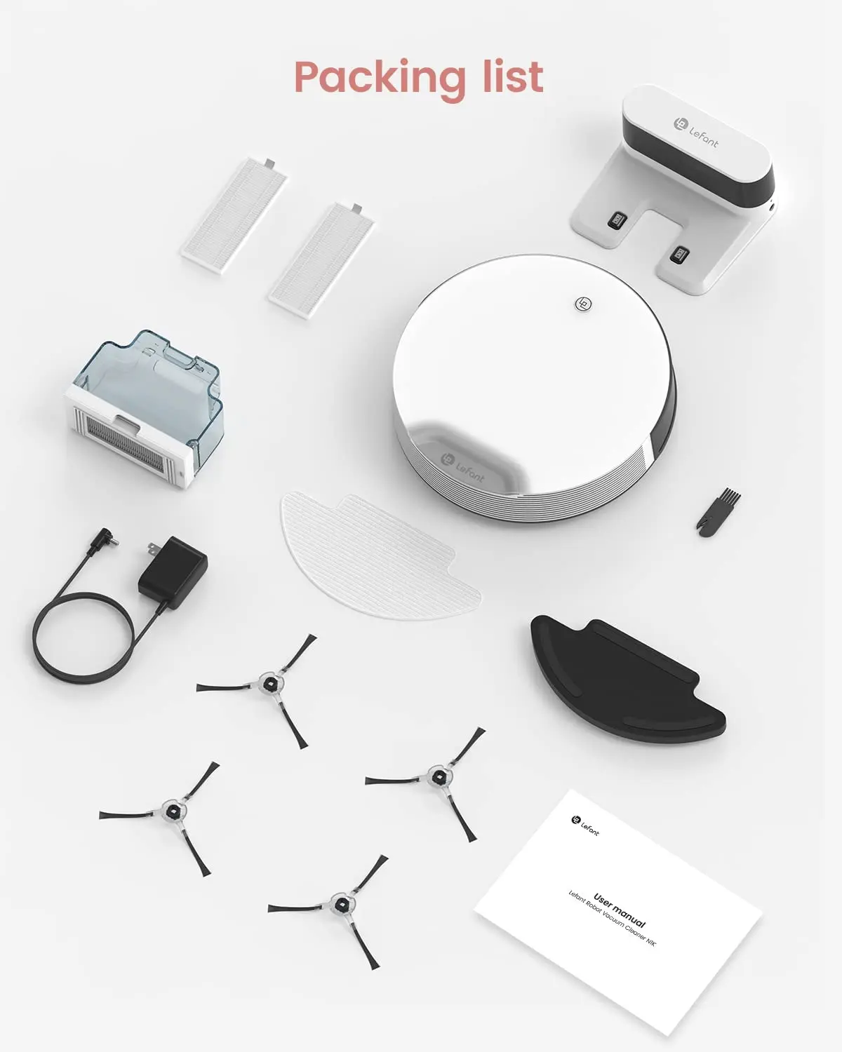 Lefant-Robot aspirateur M210Pro M210, aspiration de bain, contrôle par  application Alexa Google, longue durée de travail, 4 modes de livres