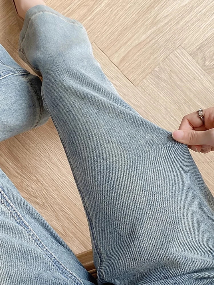 하이웨이스트 루즈핏 임부용 청바지 스트레이트 레그 9부 기장 슈퍼핏 데님 원단 여름 시즌 풀스테이지