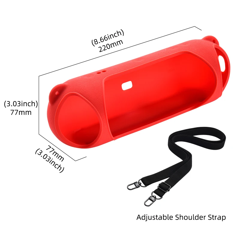 Silicone Travel Protective Carrying Case with Shoulder Strap for Wireless Bluetooth Speaker