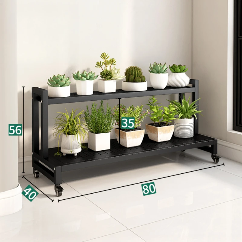 Movable Luxury Flower Shelf Balcony Tiered Wrought Iron Party Flowers Stand Table Universal Scaffale Per Piante Home Furniture