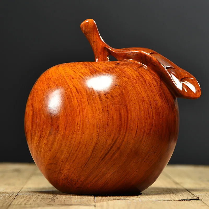 

Pear wood carving apple ornaments solid wood carving mahogany craft home decoration