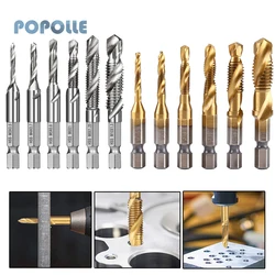 Perceuse à robinet plaquée titane M3 M10 HSS, ensemble de 6 pièces, filetage métrique, multifonction, chanfrein de taraudage intégré, perceuse à robinet Composite 