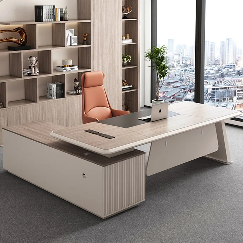 

Compact Writing Desk Wooden Counter Reception Work Office Desks Modern Shelf Organizer Scrivania Gaming Grande Furniture