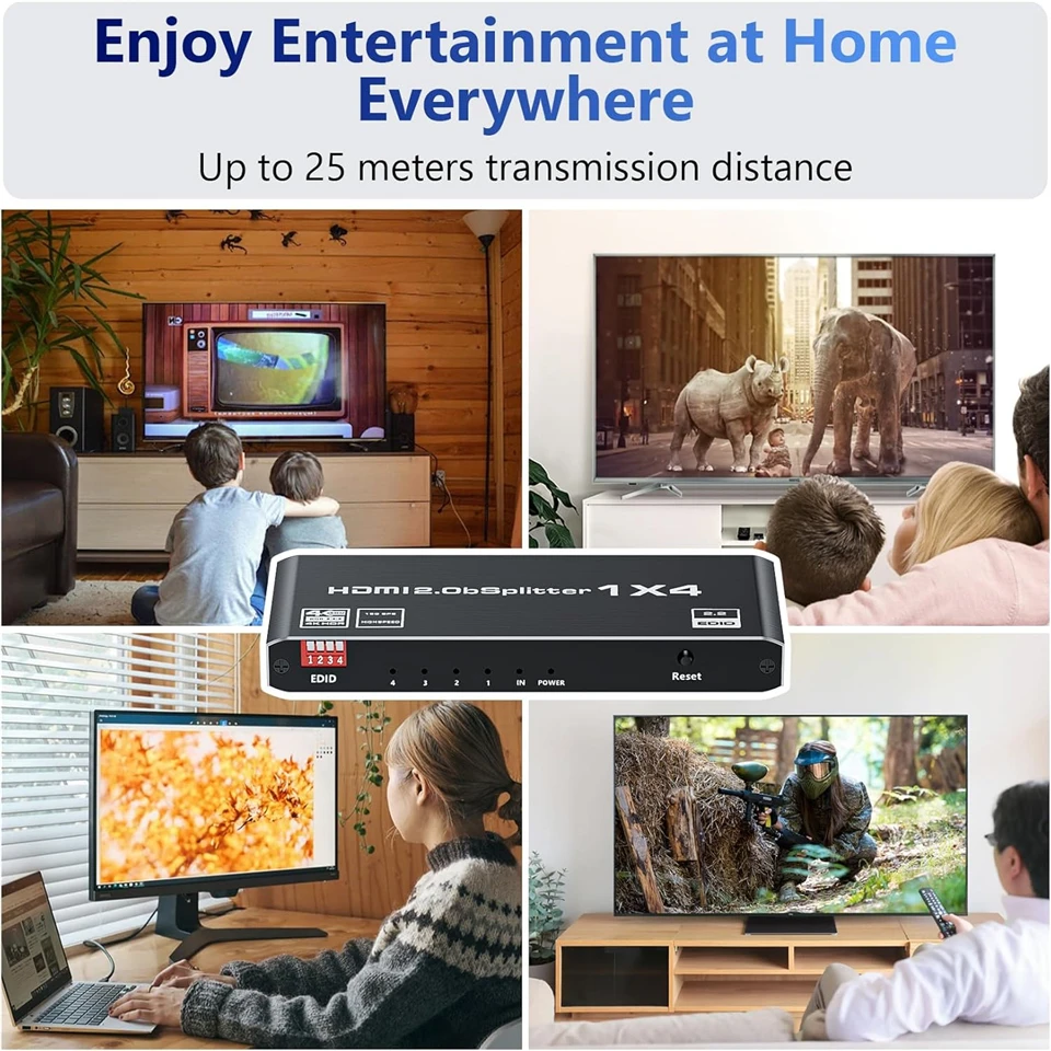4K 60Hz HDMI-compatible Splitter 1 input 4 outputs HDMI Adapter one to 2 4 HD Vi